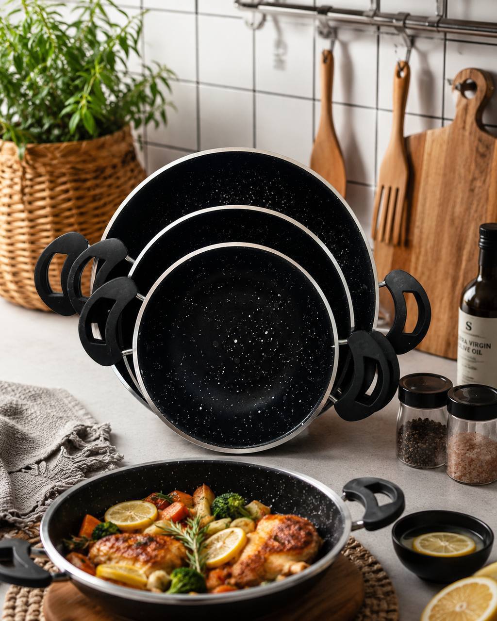 ماهیتابه دو دسته ۳ سایز